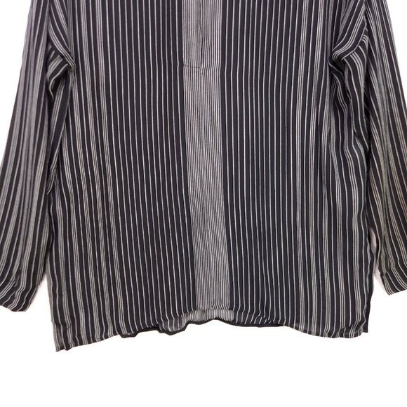 Vince Silk Tunic Top Size 2 Sheer Black Striped Elegant Professional Blouse - Picture 13 of 14